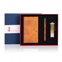 企業(yè)商務(wù)禮品黃銅書(shū)簽紅木筆記事本套裝