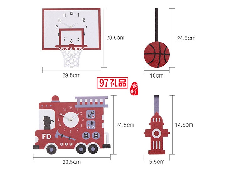 兒童意裝飾鐘表 可愛(ài)汽車(chē)卡通搖擺