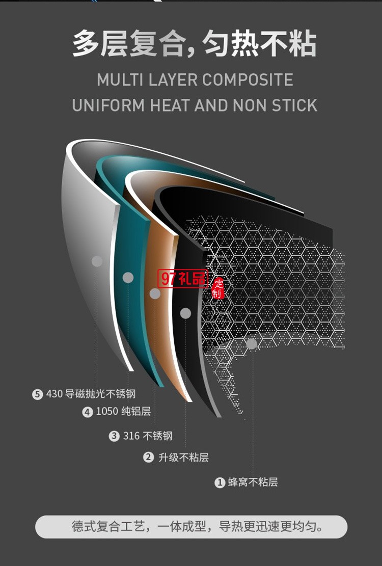 九陽(yáng)不粘鍋炒鍋316不銹鋼炒菜鍋CF-CGB3216定制公司廣告禮品