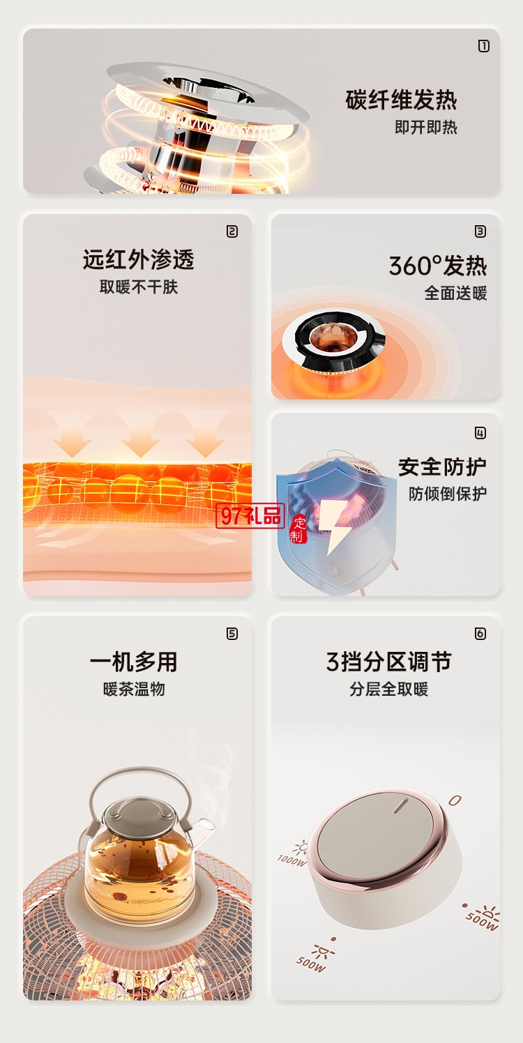 向物小太陽取暖器家用節(jié)能暖風(fēng)機電暖氣小型碳纖維發(fā)熱烤火爐